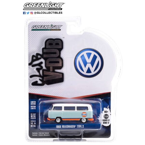 Greenlight 1:64 Club V-Dub Series 17 – 1968 Volkswagen Type 2 Gulf – Blue
