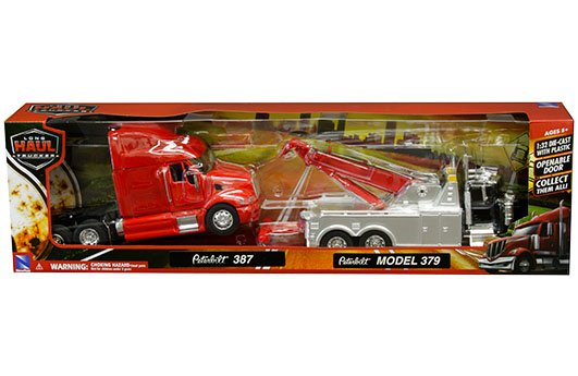 New Ray 1:32 Peterbilt 379 Tow Truck  & Tractor Set (Red- Black) â€“ Long Haul Truckers