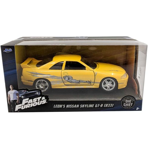 Jada 1:32 1995  Leon’s Nissan Skyline GT-R – Yellow â€“ Fast & Furious