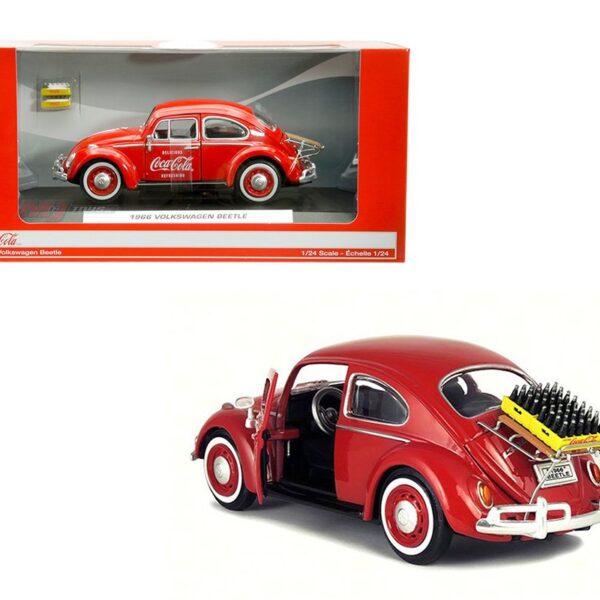 Motor City Classics 1:24 Coca-Cola 1966 Volkswagen Beetle with Rear Luggage Rack and 2 Bottle Cases