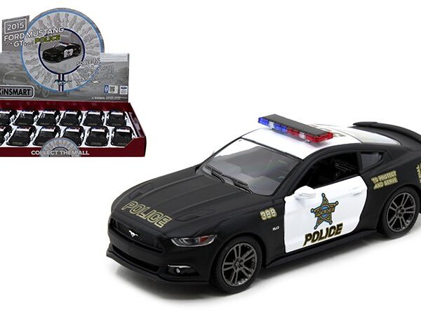 Kinsmart 1:38 2015 Ford Mustang GT Police 5â€³  (KT5386DP) – Display Tray Set of 12
