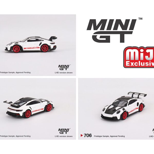 (Preorder) Mini GT 1:64 Porsche 911 (992) GT3 RS Weissach Package – White with Pyro Red- MiJo Exclusives