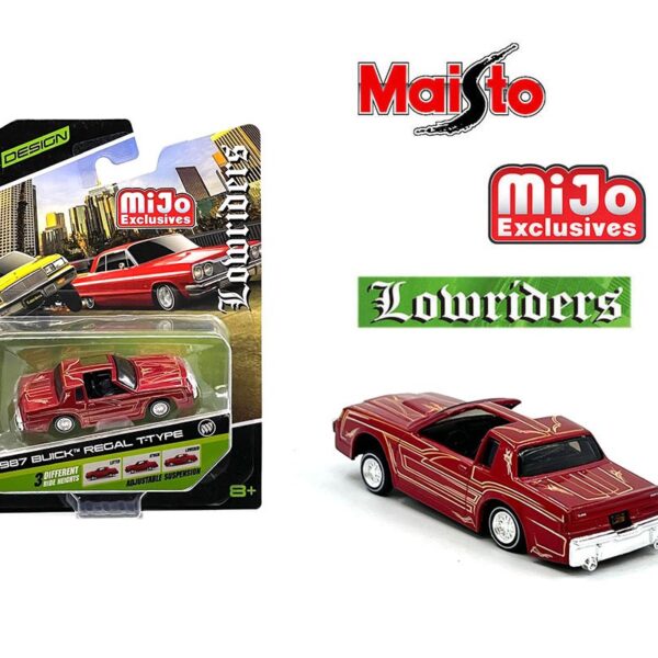 Maisto 1:64 1987 Buick Regal T-Type – Red – Design Lowriders MiJo Exclusives Limited Edition
