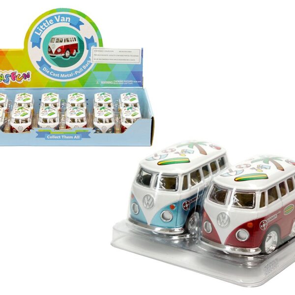 Kinsfun 2â€³ Volkswagen Little Van Keychain with Print Design Two-Pack â€“ Display Tray Set of 12