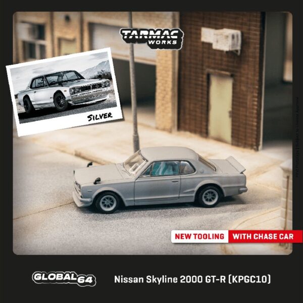 Tarmac Works 1:64 Nissan Skyline 2000 GT-R (KPGC10) – Silver – Global 64