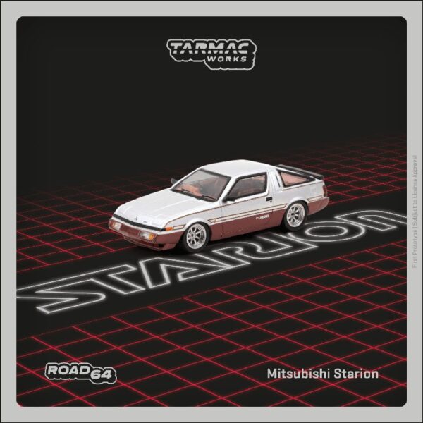 Tarmac Works 1:64 Mitsubishi Starion – Silver / Dark Red- Hobby64