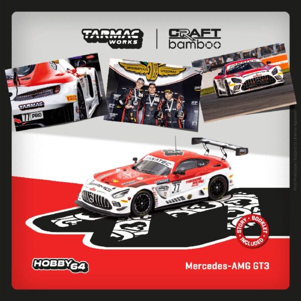 Tarmac Works 1:64 Mercedes-AMG GT3 Indianapolis 8 Hour 2022 Winner Craft-Bamboo Racing R. Marciello / D. Juncadella / D. Morad