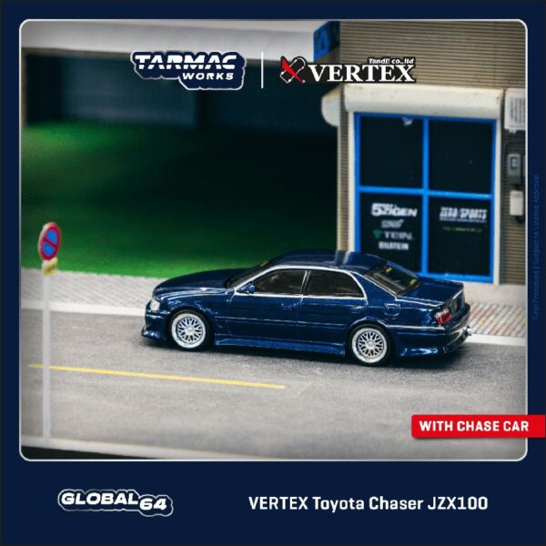 Tarmac Works 1:64 VERTEX Toyota Chaser JZX100 – Blue Metallic