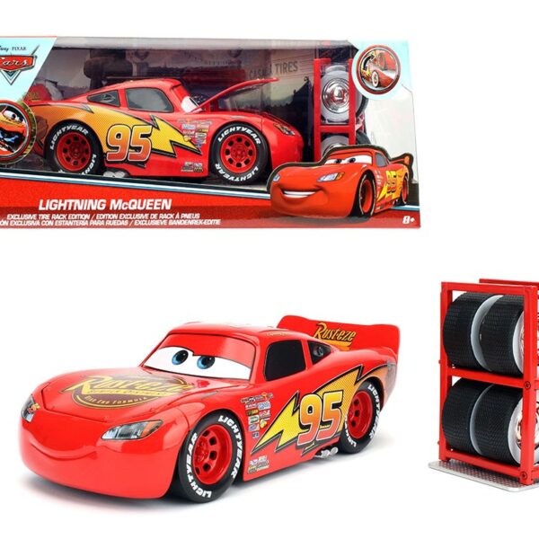 Jada 1:24 Pixar Cars Lightning McQueen with Tire Rack â€“ Hollywood Rides