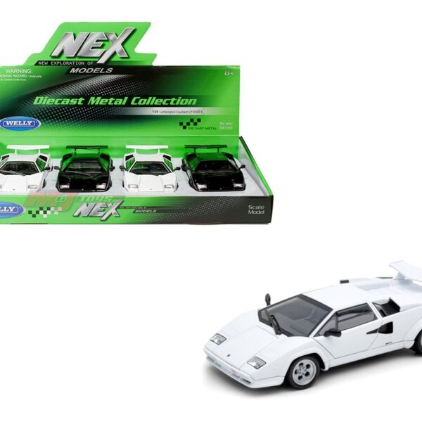 Welly 1:24 Lamborghini Countach LP 5000 S – White, Black – Display Tray Set of 4
