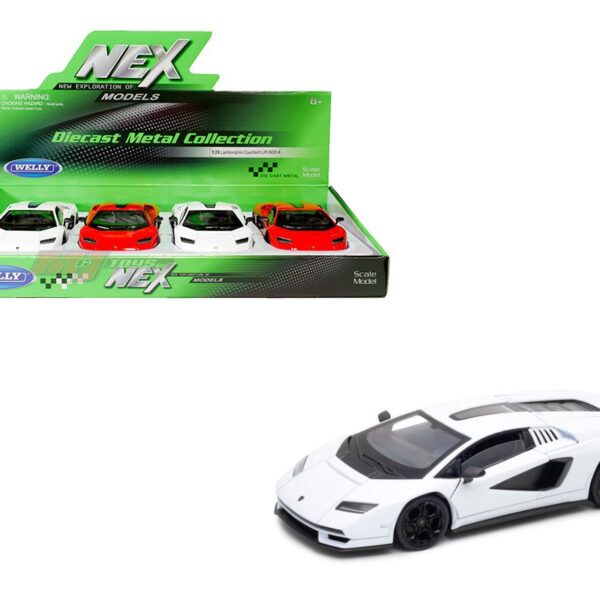 Welly 1:24 Lamborghini Countach LPI 800-4 – Red, White – Display Tray Set of 4