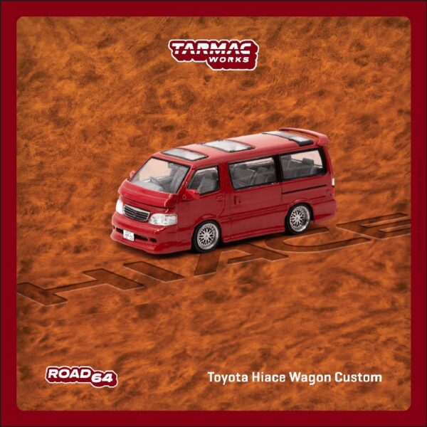 (Preorder) Tarmac Works 1:64 Toyota Hiace Wagon Custom – Red – Road64
