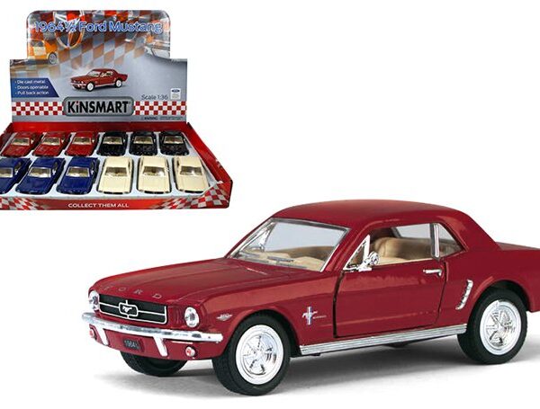 Kinsmart 1:36 1964 1/2 Ford Mustang Hardtop 5″ – Display Tray Box of 12