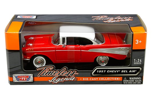 Motormax 1:24 1957 Chevrolet Bel Air (Red with white roof) â€“ Timeless Legends
