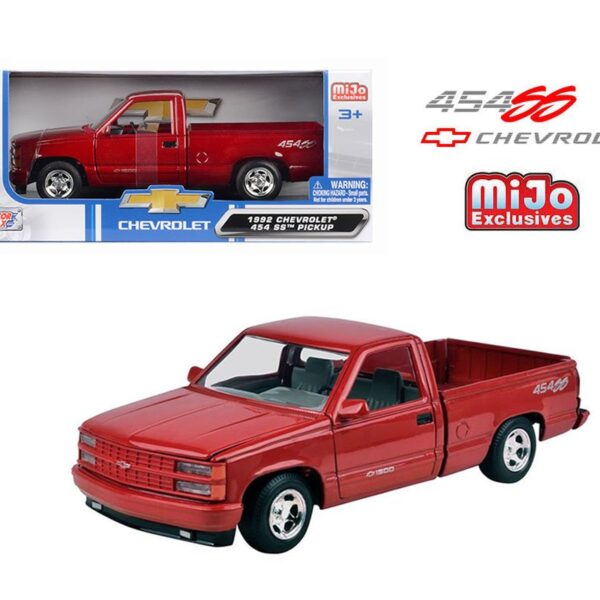 Motormax 1:24 1992 Chevrolet 454 SS Pickup – Red Metallic – MiJo Exclusives