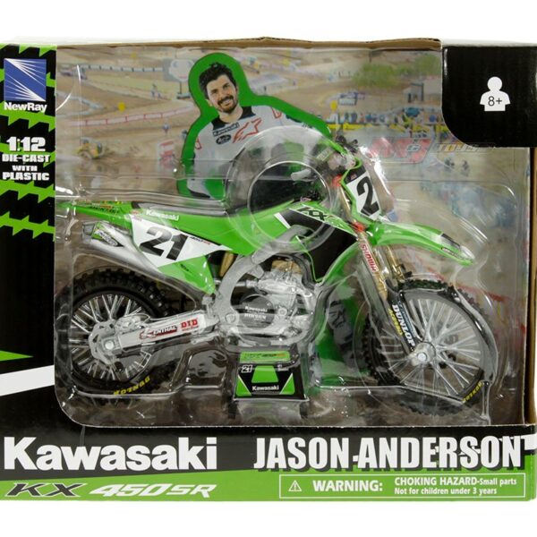 New Ray 1:12 Kawasaki KX450SR #21 Jason Anderson – Green – Motorcycles