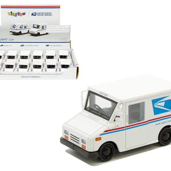 Kinsfun 2.5″ USPS LLV (White) 1:72 – Display Tray Set of 12
