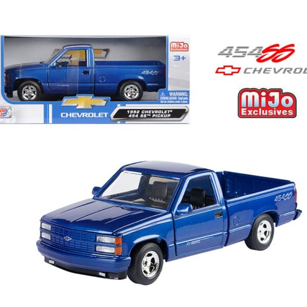 Motormax 1:24 1992 Chevrolet 454 SS Pickup – Blue Metallic – MiJo Exclusives