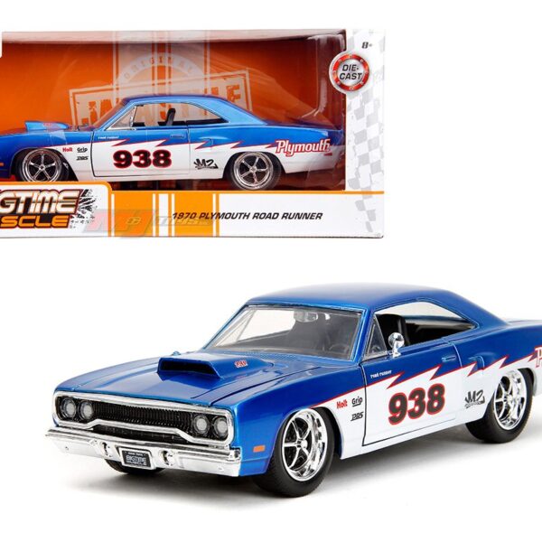 Jada 1:24 1970 Plymouth Road Runner – Candy Blue and White – Bigtime Muscle