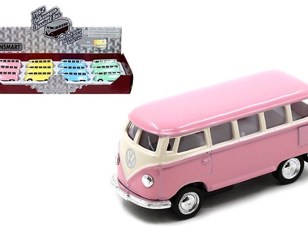 Kinsmart  1:64 1962 Volkswagen Classical Bus Pastel Colors 2.5″ -Display Tray Set of 12