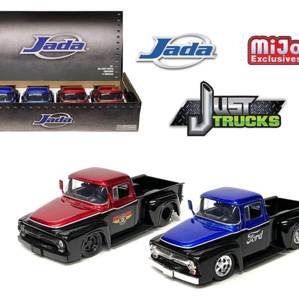 Jada 1:24 1956 Ford F-100 Pickup Pro-Stock Ford Mickey Thompson – Just Trucks – MiJo – Display Tray Set of 2