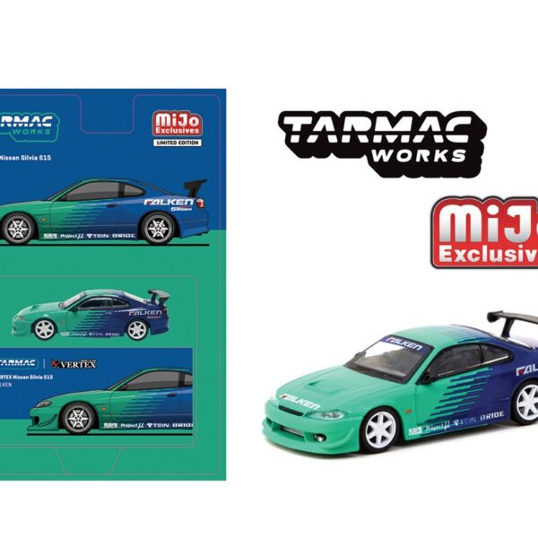 (Preorder) Tarmac Works 1:64 VERTEX Nissan Silvia S15 Falken Livery – Blue – Global64 – MiJo Exclusives