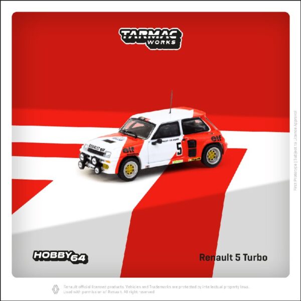 (Preorder) Tarmac Works 1:64 Renault 5 Turbo Rallye du Var 1982 Alain Prost / Jean-Marc AndriÃ© – Hobby64 (Copy)