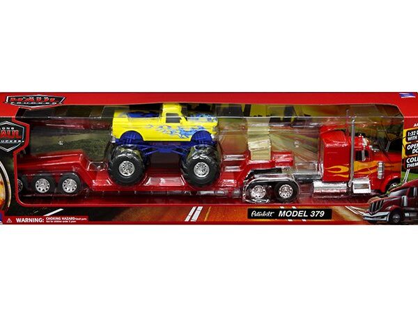 New Ray 1:32 Peterbilt 379 Low Boy W/ 1:32 Monster Truck  – Long Hauler Truckers