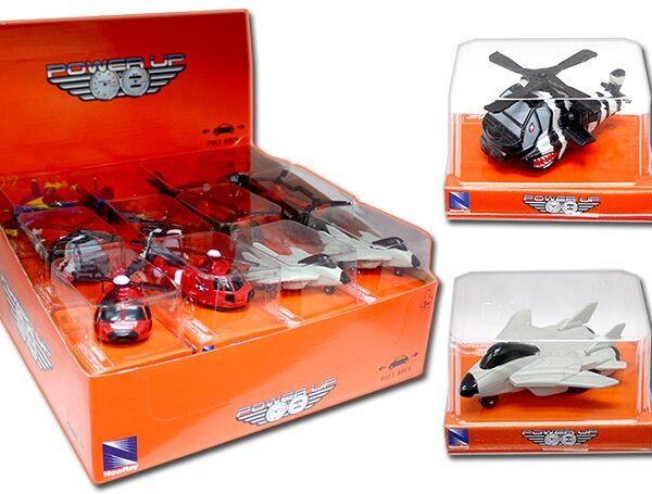 New Ray 2.5″ Mini Air Planes and Helicopters in PVC –  Display Tray Set of 12