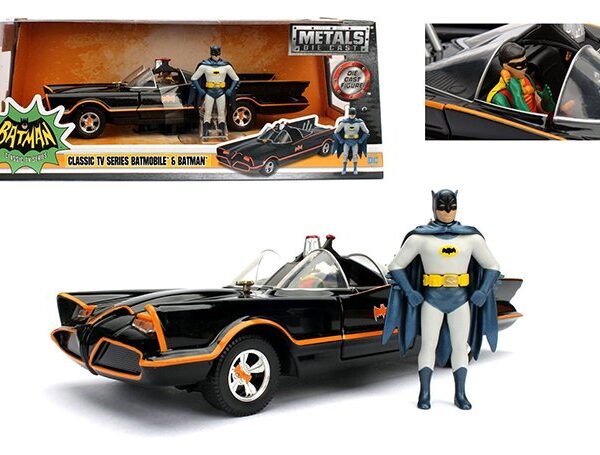 Jada 1:24 1966 Batmobile with Batman & Robin Figures – Classic TV Series – Hollywood Rides