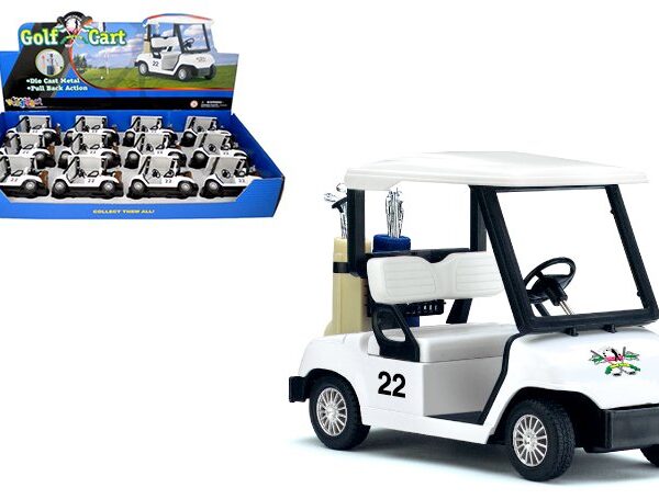 Kinsfun Golf Cart 4.3″ with Logo Solid White – Display Tray Set of 12