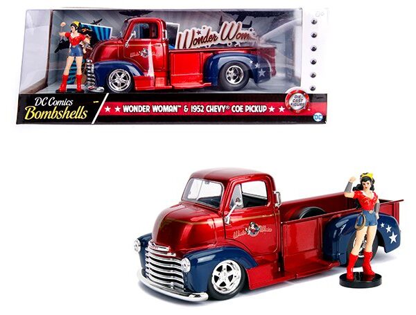 Jada 1:24 1952 Chevrolet Coe with Wonder Woman Figure – DC Comics Bombshells – Hollywood Rides