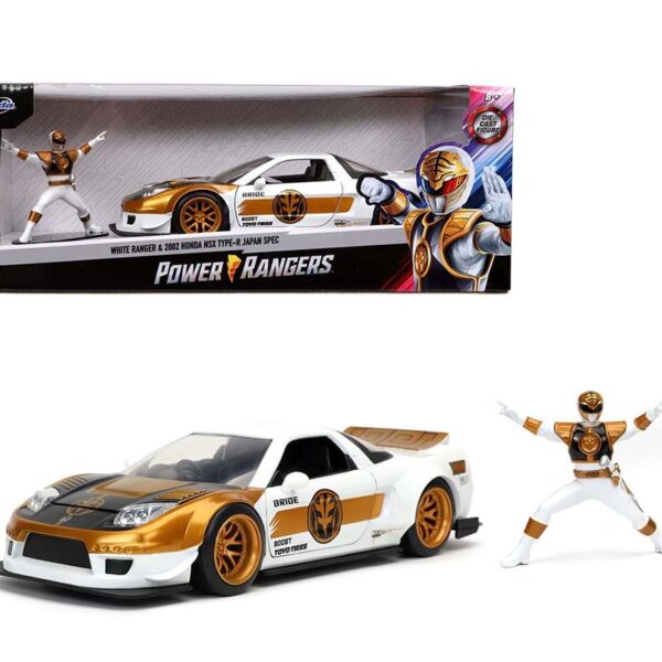 Jada 1:24 2002 Honda NSX Type-R Japan Spec (White) with White Ranger Figure- Power Rangers – Hollywood Rides