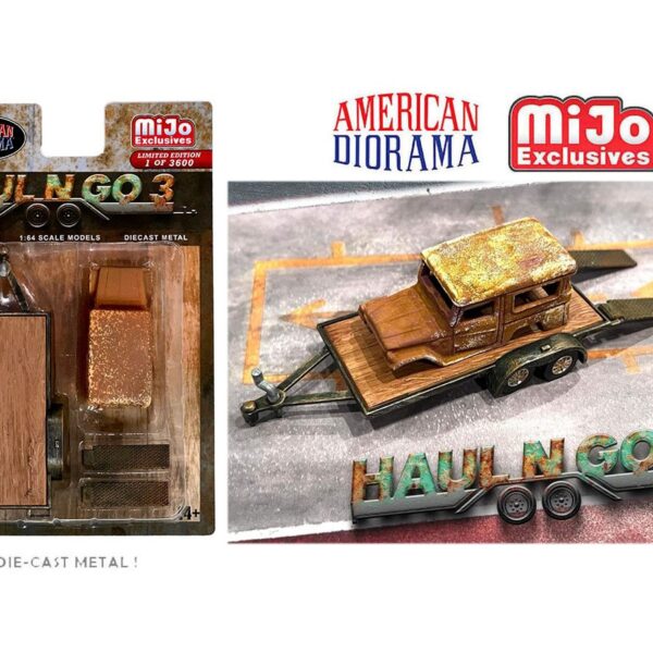 American Diorama 1:64 Haul N Go 3 Weathered Trailer Set – MiJo Exclusives Limited Edition