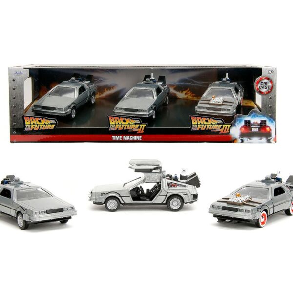 Jada 1:32 Back To The Future Time Machine 3-Pack – Hollywood Rides