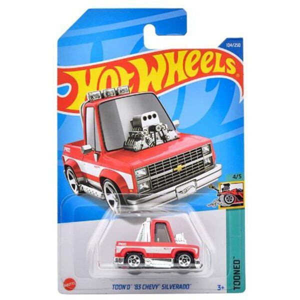Hot Wheels 1:64 Basic 1983 Chevrolet Silverado – Red – Tooned – Solid Case Pack