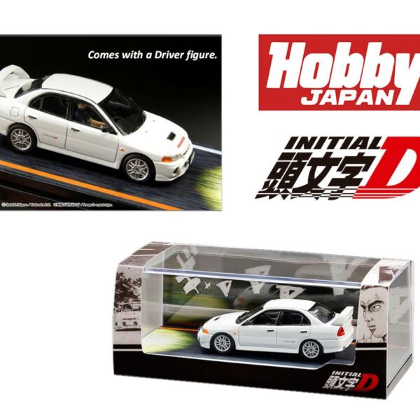 (Preorder) Hobby Japan 1:64 Mitsubishi Lancer RS Evolution â…£ / INITIAL D vs Takumi Fujiwara with Seiji Iwaki Figure inside the car