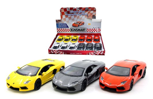 Kinsmart 1:32 Lamborghini Aventador LP700-4 5â€³ â€“ Display Tray Set of 12
