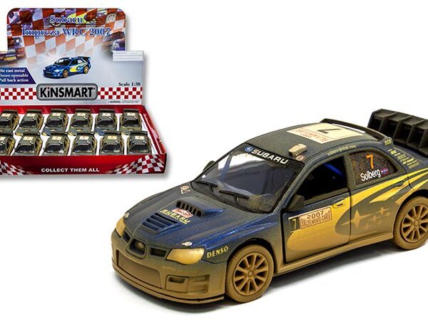Kinsmart 1:32 2007 Subaru Impreza WRC Mud Version 5â€³ (KT5328DY) – Display Tray Set of 12