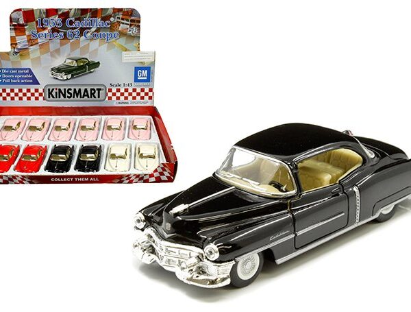 Kinsmart 1:43 1953 Cadillac Series 62 Coupe 5″ – Display Tray Set of 12