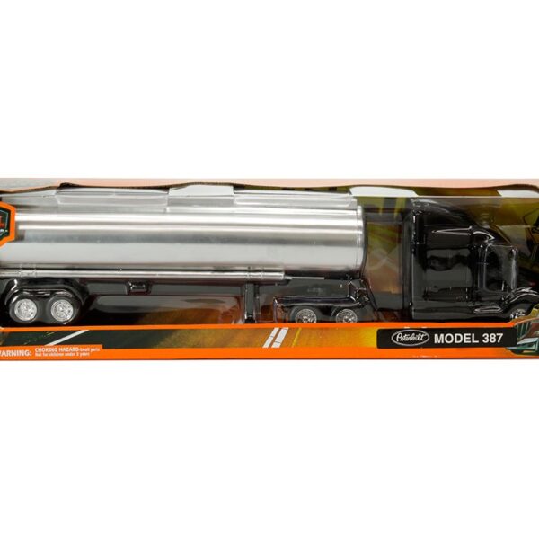 New Ray 1:43 Peterbilt Model 387 Tanker (Black/Chrome) -Long Haul Truckers