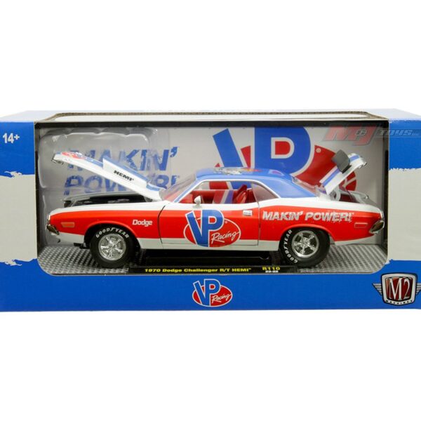 M2 Machines 1:24 1970 Dodge Challenger R/T HEMI VP Racing – Red/White/Blue