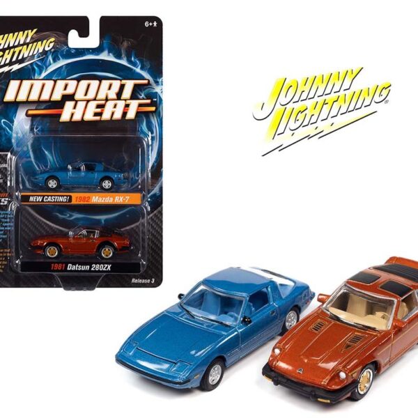 Johnny Lightning 1:64 1982 Mazda RX-7 and 1981 Datsun 280Z – Import Heat 2 Pack