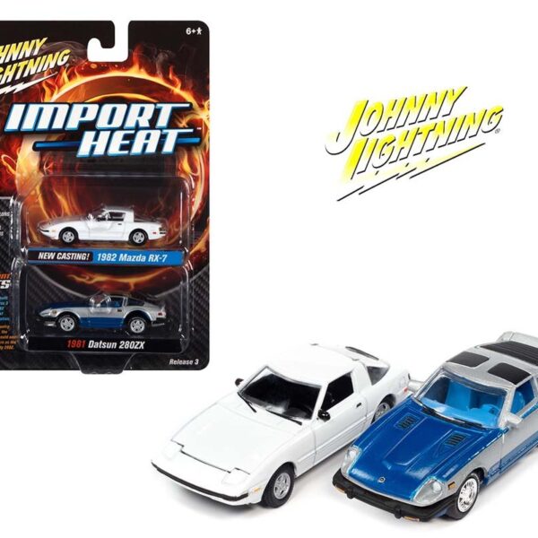 Johnny Lightning 1:64 1982 Mazda RX-7 and 1981 Datsun 280ZX – Import Heat 2 Pack