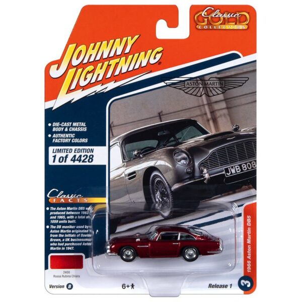 Johnny Lightning 1:64 Classic Gold 2023 Release 1 Version B – 1966 Aston Martin DB5 – Maroon – Solid Pack