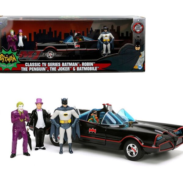 Jada 1:24 1966 Classic TV Series Batmobile With Batman, Robin, Penguin, & Joker Figures – Hollywood Rides