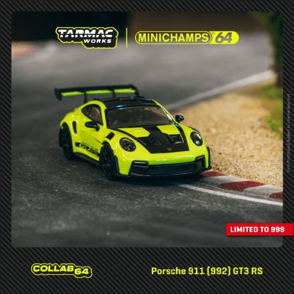 Tarmac Works x Minichamps 1:64 Porsche 911 (992) GT3 RS – Acid Green – Limited to 999 pcs