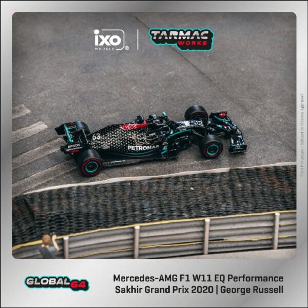 Tarmac Works 1:64 IXO Mercedes-AMG F1 W11 EQ Performance George R 2020- Silver – Global 64