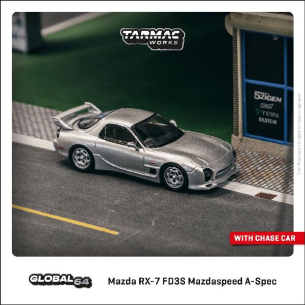 Tarmac Works 1:64 Mazda RX-7 FD3S Mazdaspeed A-Spec – Silver Stone Metallic- Global 64