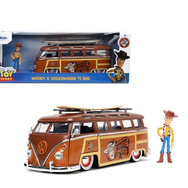 Jada 1:24 1962 Volkswagen T1 Bus with Woody Figure – Disney Pixar Toy Story – Hollywood Rides